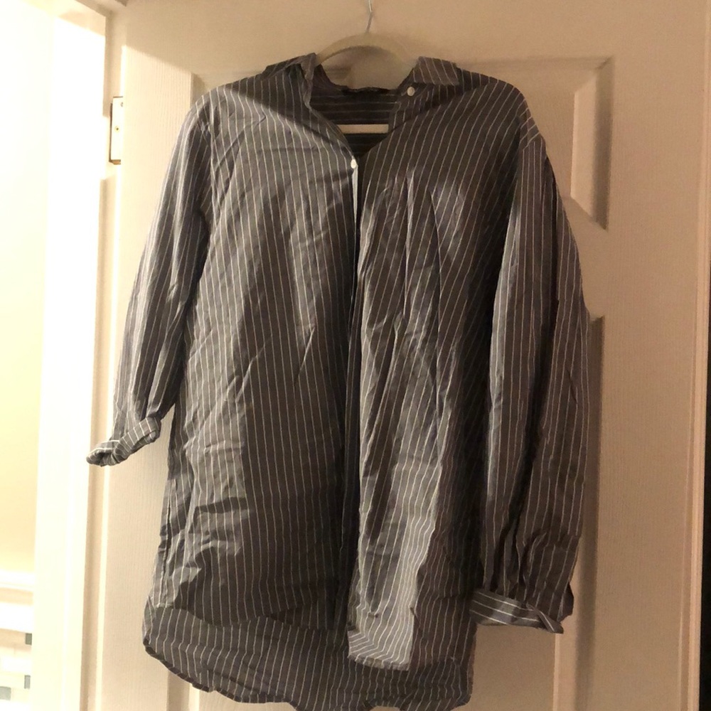 Express Overzized light striped button down shirt